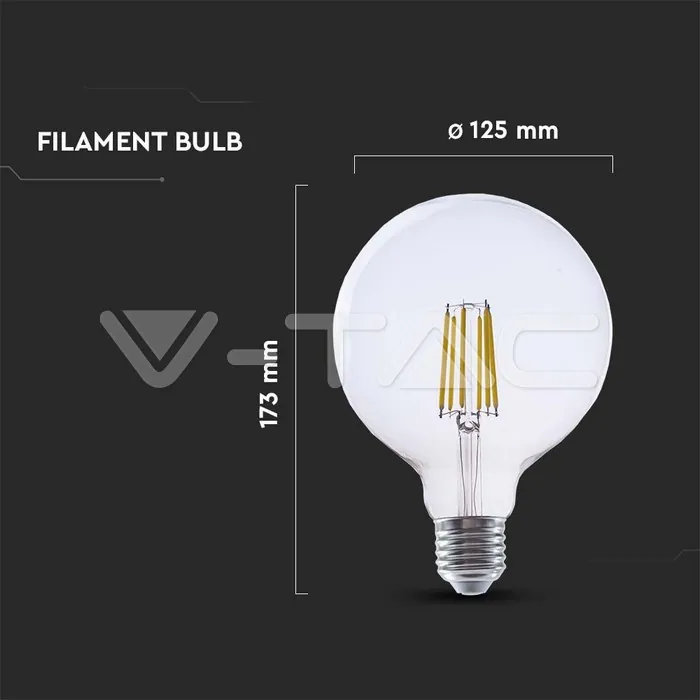 V-TAC VT-2992 LED Крушка 4W Filament E27 G125 3000К