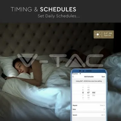 V-TAC VT-2998 LED Крушка 8.5W E27 A65 RGB +WW+CW Amazon Alexa и Google Home Съвместимост