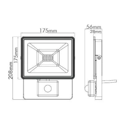 Vito 3021380 ЛЕД Прожектор със сензор TIGRIS-S SENSOR 6000K IP44 20W 220V