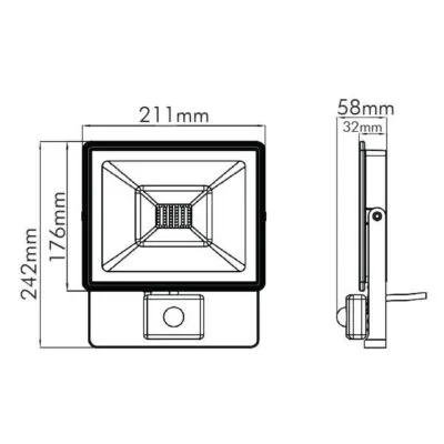 Vito 3021390 ЛЕД Прожектор със сензор TIGRIS-S SENSOR 3000K IP44 30W 220V