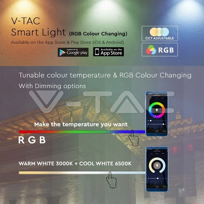 V-TAC VT-3026 50W WIFI Прожектор RGB+WW+CW