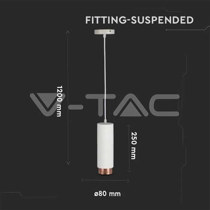 V-TAC VT-3111 GU10 Гипсов Корпус Окачен Розово Златна Основа