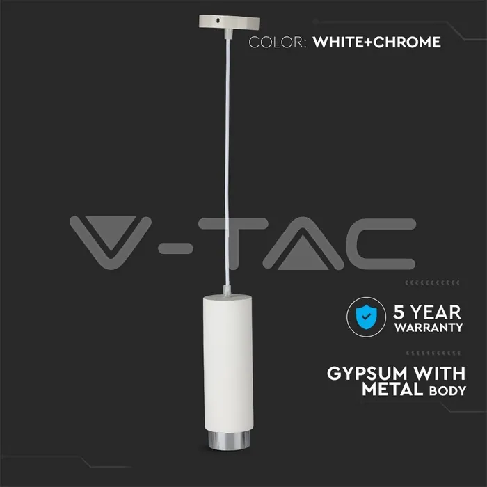V-TAC VT-3129 GU10 Гипсов Корпус Окачен Хромирана Основа