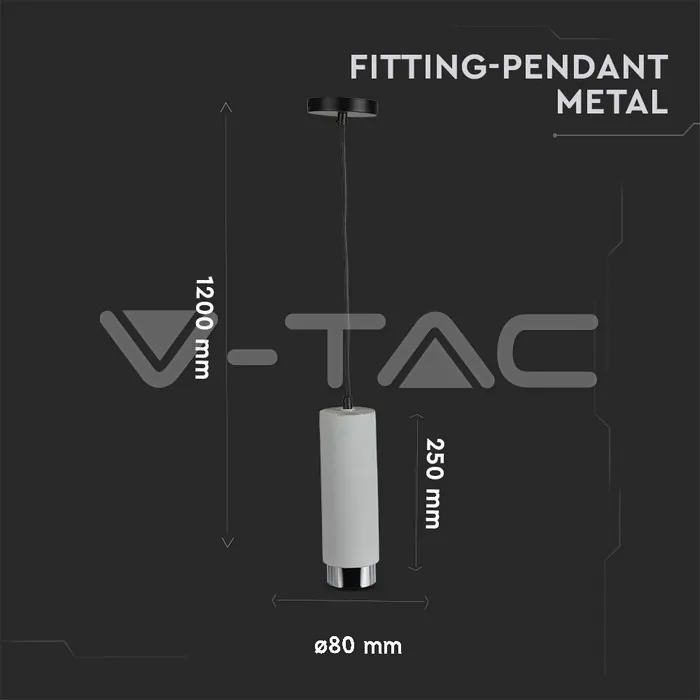 V-TAC VT-3135 GU10 Гупсов Корпус Окачен Хромирана Основа