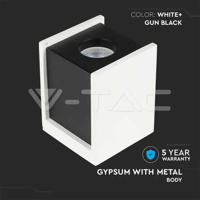 3140-7.jpg V-TAC VT-3140 GU10 Гипсова Отливка Външен Монтаж Черно Дъно