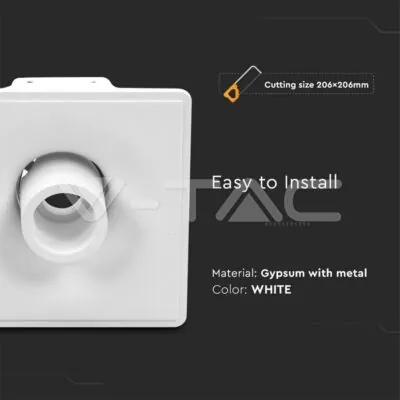 V-TAC VT-3144 GU10 Гипсова Отливка Квадрат Подвижна Бяло Дъно