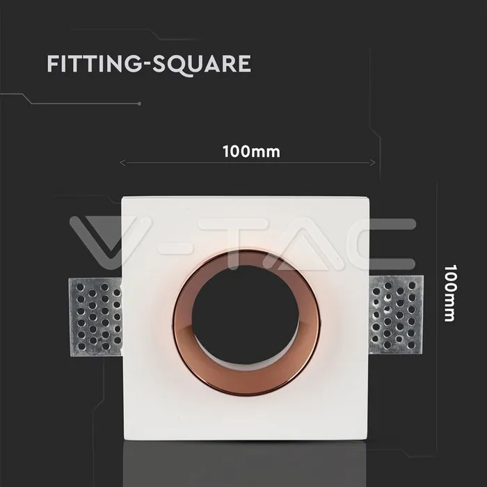 V-TAC VT-3150 GU10 Гипсова Отливка Квадрат Издадена Розово Златно Дъно