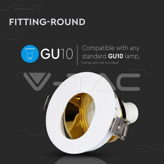 V-TAC VT-3162 GU10 Отливка Кръг Бяло+Златно