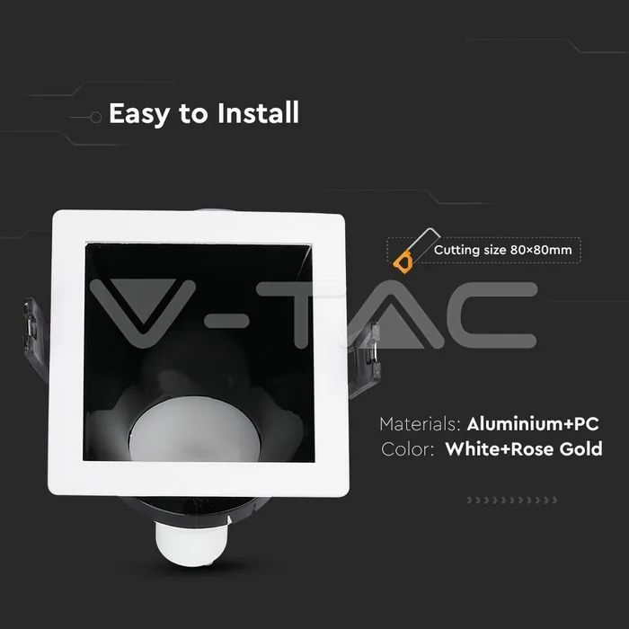V-TAC VT-3165 GU10 Отливка Квадрат Бяло+Черно