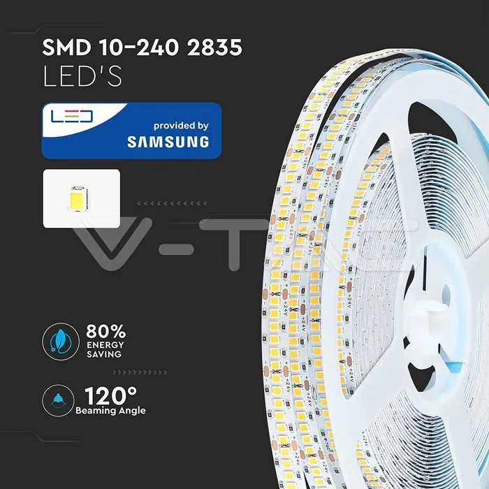V-TAC VT-322 LED Лента SAMSUNG Чип 2835 240/1 24V IP20 6000K