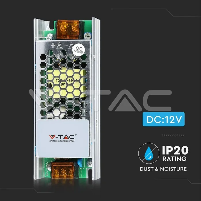 V-TAC VT-3247 LED Slim Захранване 75W 12V 6A Метал