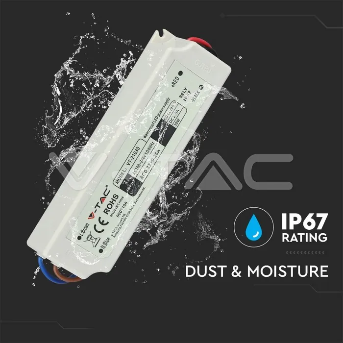 V-TAC VT-3271 LED Захранване Slim Plastic 30W 12V IP67