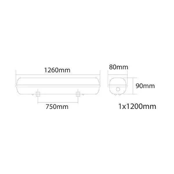 Vito 3310410 LINEA Индустриално осветително тяло T8-ЛЕД 2xG13 600MM IP65 18W 220V