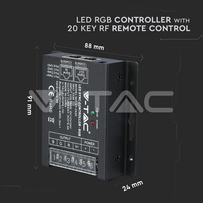 V-TAC VT-3339 LED RGB Контролер RF Дистанционно Управление 20 бутона