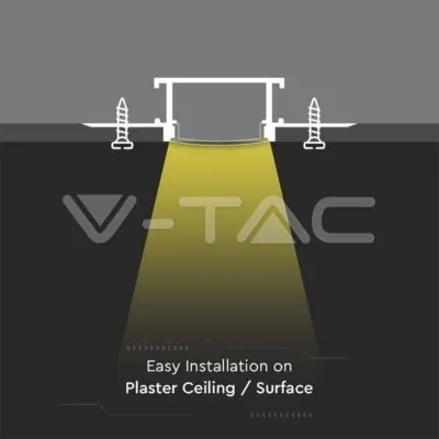 V-TAC VT-3359 Монтажен Kит С Дифузер За LED Лента Алуминиев Мат За Вграждане Прав Широк 2000mm
