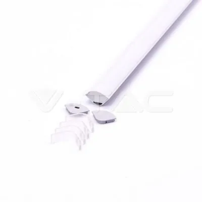 V-TAC VT-3363 Монтажен Kит С Дифузер За LED Лента Алуминиев Мат Вграждане Вътрешен Ъгъл 2000mm