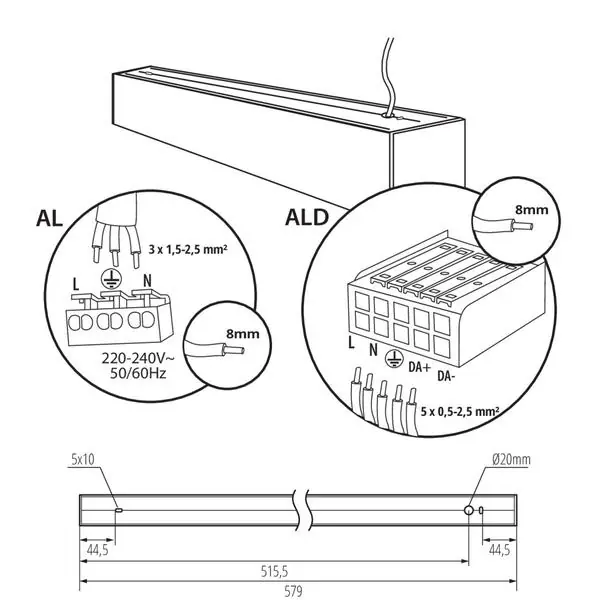 Kanlux 33903 Линейно ЛЕД осветително тяло AL-SH-NT 220V 19W 3000K IP20