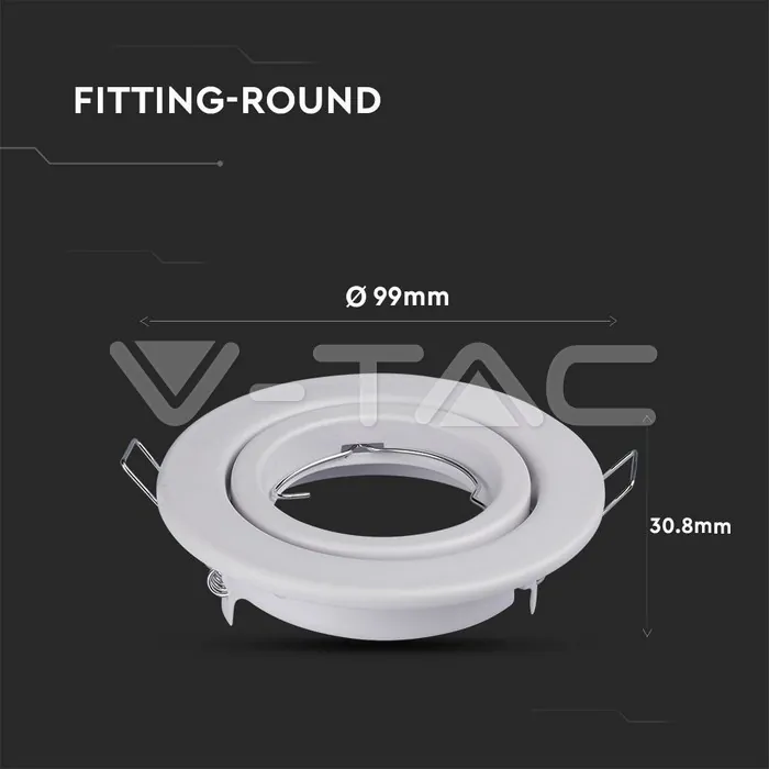 V-TAC VT-3469 GU10 Корпус Луна Кръг Оринтируема Бяла