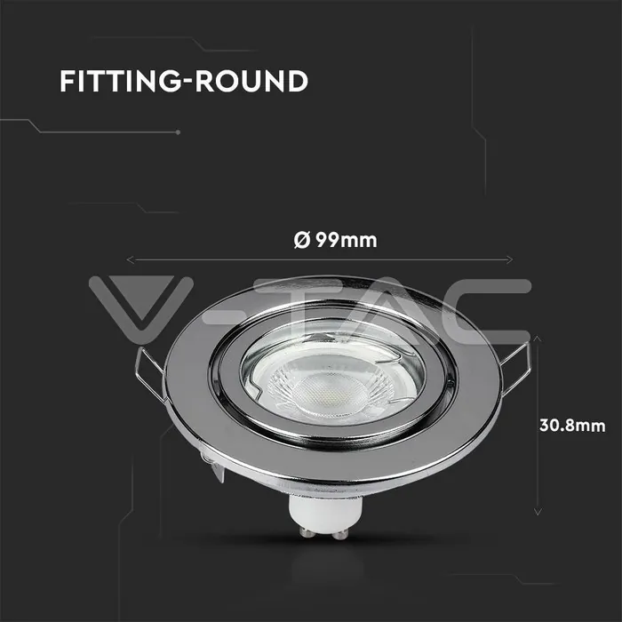 V-TAC VT-3471 GU10 Корпус Луна Кръг Оринтируема Хром