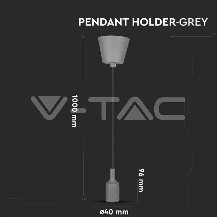 V-TAC VT-3481 E27 Пендел Сив