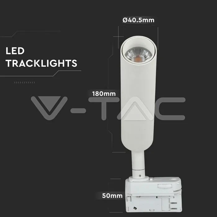 V-TAC VT-352 7W LED Прожектор Релсов Монтаж SAMSUNG Чип Бял 5000K