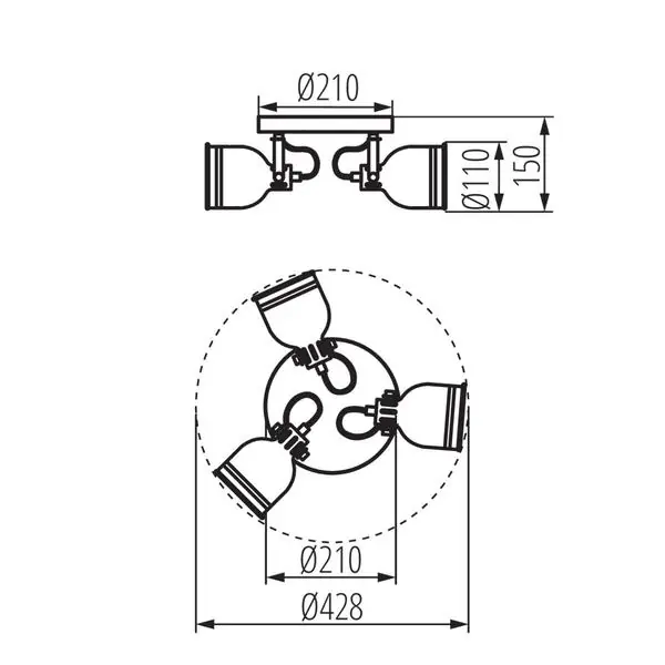Kanlux 35644 Осветително тяло за стена или таван DERATO E14 220V IP20
