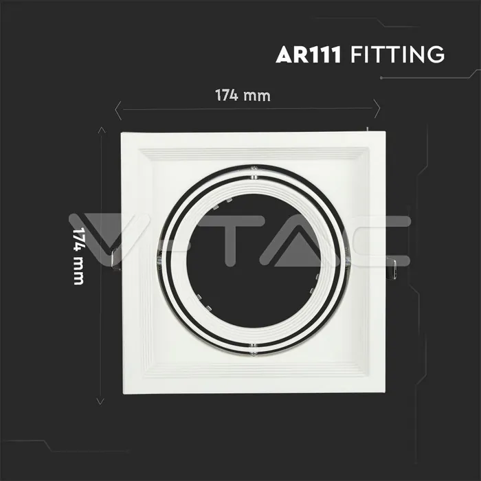 V-TAC VT-35751 1xAR111 Тяло за Вграждане Релеф Бяло Тяло