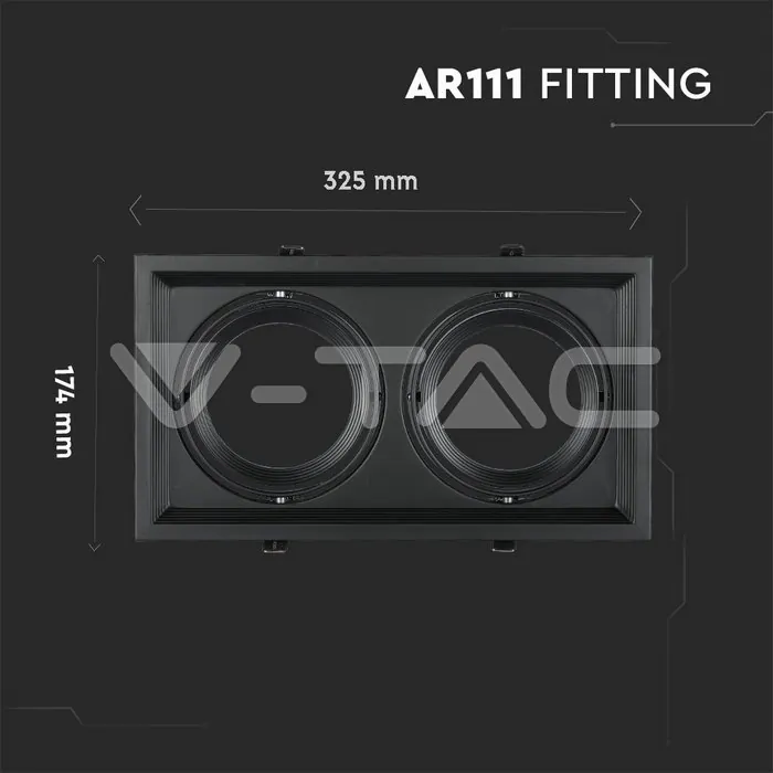 V-TAC VT-3582 2xAR111 Тяло за Вграждане черно Тяло