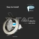 V-TAC VT-3588 GU10 Корпус Луна Кръг Оринтируема Сатен Никел