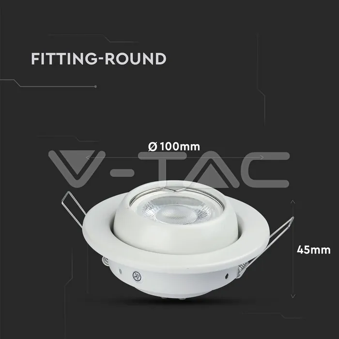 V-TAC VT-3593 GU10 Корпус Луна Кръг Променлив Ъгъл Бяла