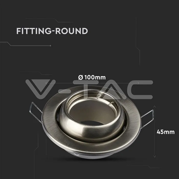V-TAC VT-3594 GU10 Корпус Луна Кръг Променлив Ъгъл Сатен Никел