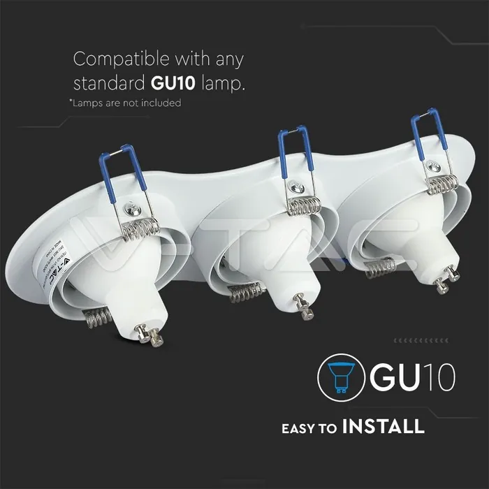 V-TAC VT-3603 3*GU10 Корпус Луна Кръг Бяла