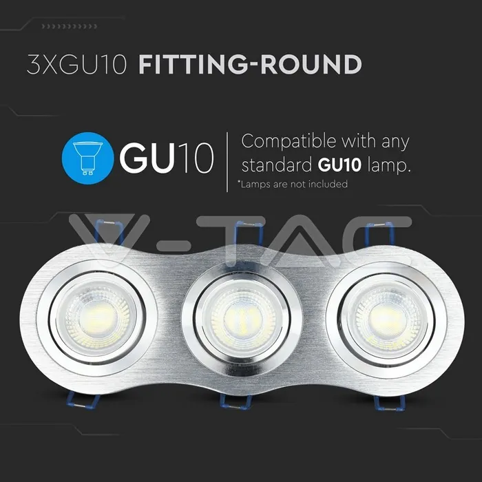 V-TAC VT-3604 3*GU10 Корпус Луна Кръг Алуминий