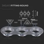 V-TAC VT-3604 3*GU10 Корпус Луна Кръг Алуминий