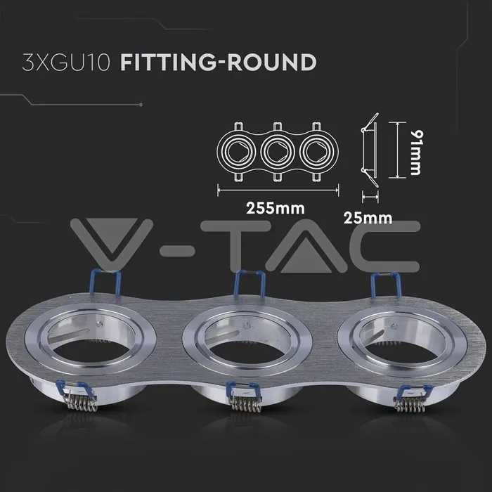 V-TAC VT-3604 3*GU10 Корпус Луна Кръг Алуминий