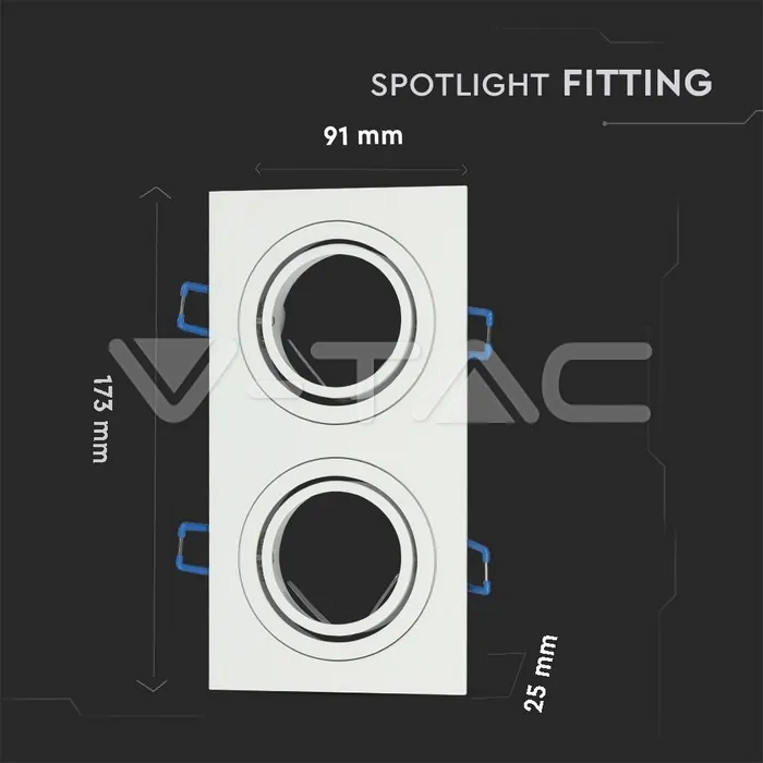 V-TAC VT-3607 2*GU10 Корпус Луна Квадрат Бяла