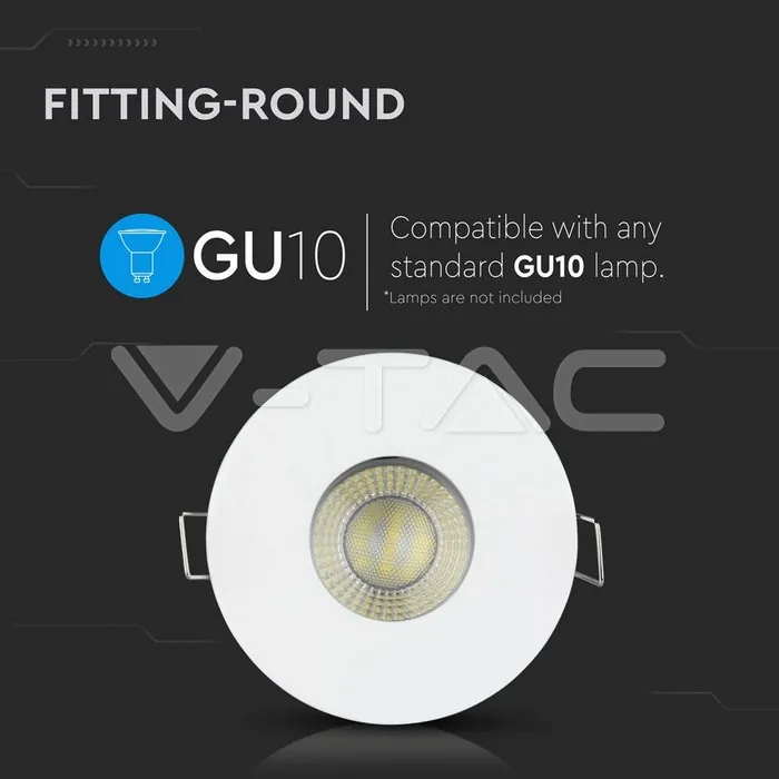 V-TAC VT-3611 GU10 Корпус Луна Кръг Мат Бяла