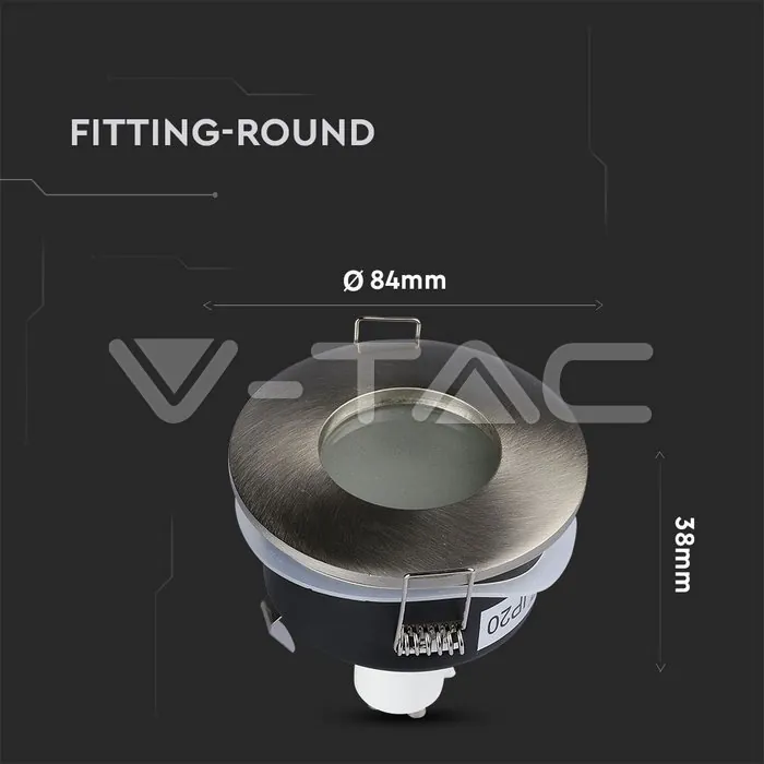 V-TAC VT-3614 GU10 Корпус Луна Кръг Мат ф84 Сатен Никел