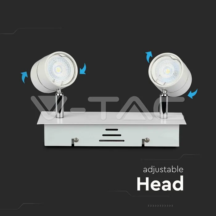 V-TAC VT-3618 2 x GU10 Корпус Луна Релсов Монтаж Бял