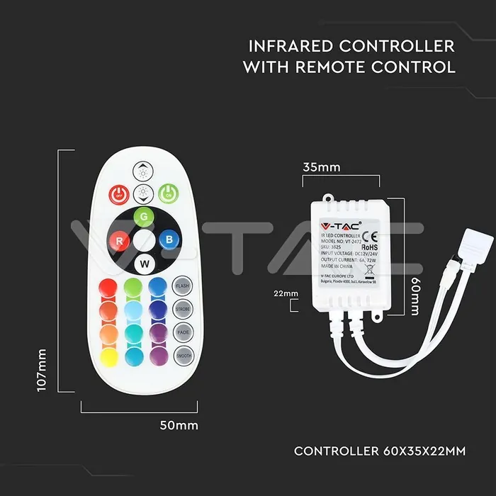 V-TAC VT-2972 LED Лента Сет 422 COB IP20 RGB 13W DC24V /2880 + 3625 + 3272/