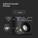 V-TAC VT-3628 GU10 Корпус Луна Външен Монтаж Кръг Черeн