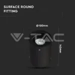 V-TAC VT-3628 GU10 Корпус Луна Външен Монтаж Кръг Черeн