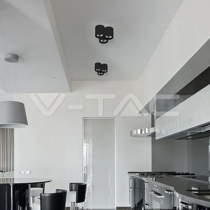 V-TAC VT-3628 GU10 Корпус Луна Външен Монтаж Кръг Черeн