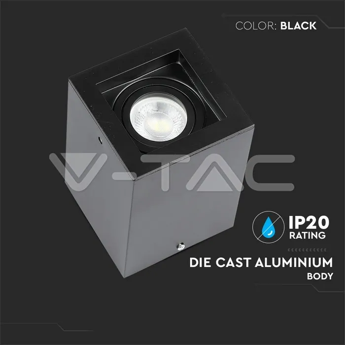V-TAC VT-3631 GU10 Корпус Луна Външен Монтаж Квадрат Черeн