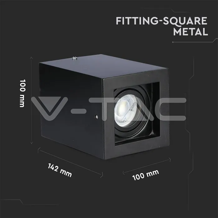 V-TAC VT-3631 GU10 Корпус Луна Външен Монтаж Квадрат Черeн