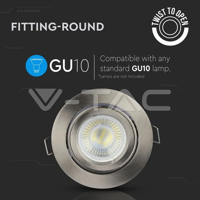 V-TAC VT-3646 GU10 Корпус Луна Кръг Сатен Никел