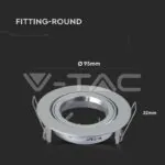 V-TAC VT-3647 GU10 Корпус Луна Кръг Сребристро Сива