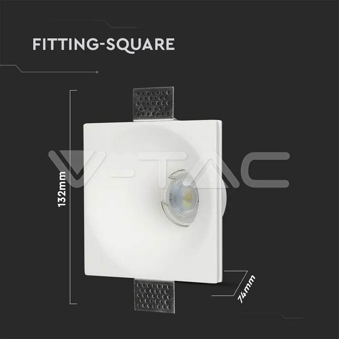 V-TAC VT-3653 GU10 Гипсова Отливка Квадрат Бял