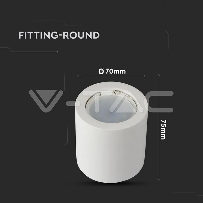 V-TAC VT-3665 GU10 Гипсова Отливка Кръг Бял