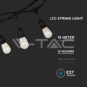V-TAC VT-3673 Кабел с Поредица Фасунги Е27 15 бр.